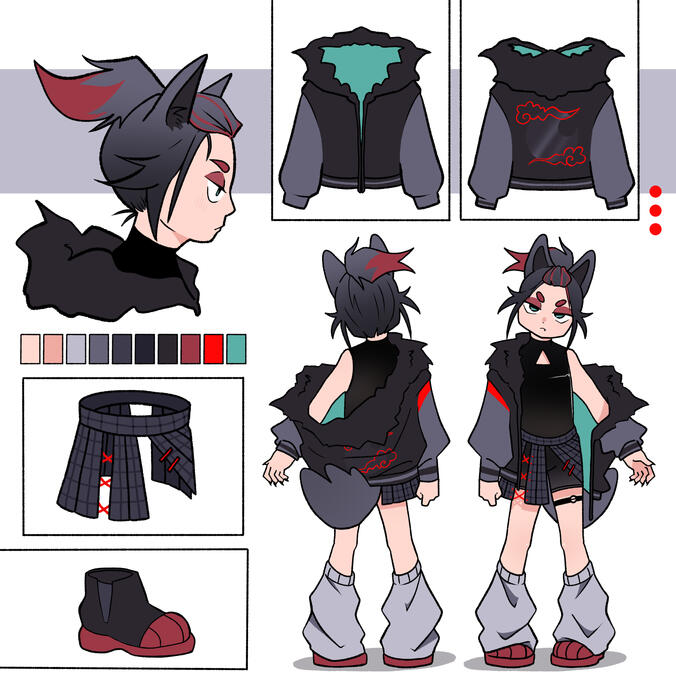(Full body front + back + profile) OR